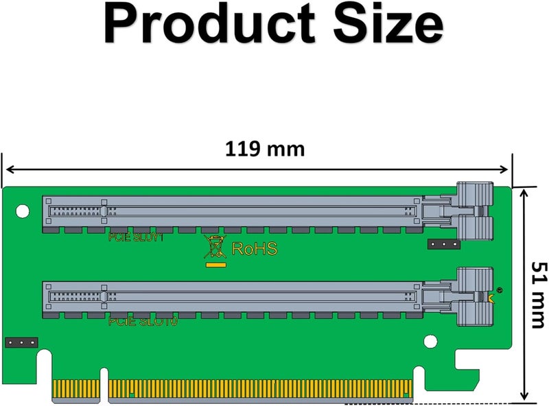 ipolex PCI-Express 16x Riser Card 2 Slot 270-Degree R-Angle Riser Adapter, 2U Card for E5 Two-Way Server, RS44SR-2(210) - Image 4